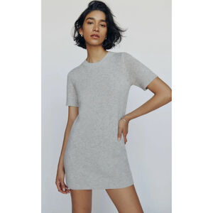 Reformation Bell Cashmere Knit Gray Mini Dress